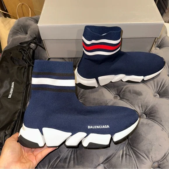 New Size 42 Balenciaga Speed 2.0 Sneakers Navy Blue - Picture 1 of 6